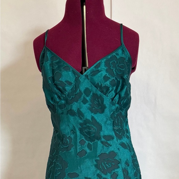 Victoria's Secret Dresses & Skirts - Vintage 90s Victoria’s Secret Green Satin Burnout Floral Maxi Slip Dress Small